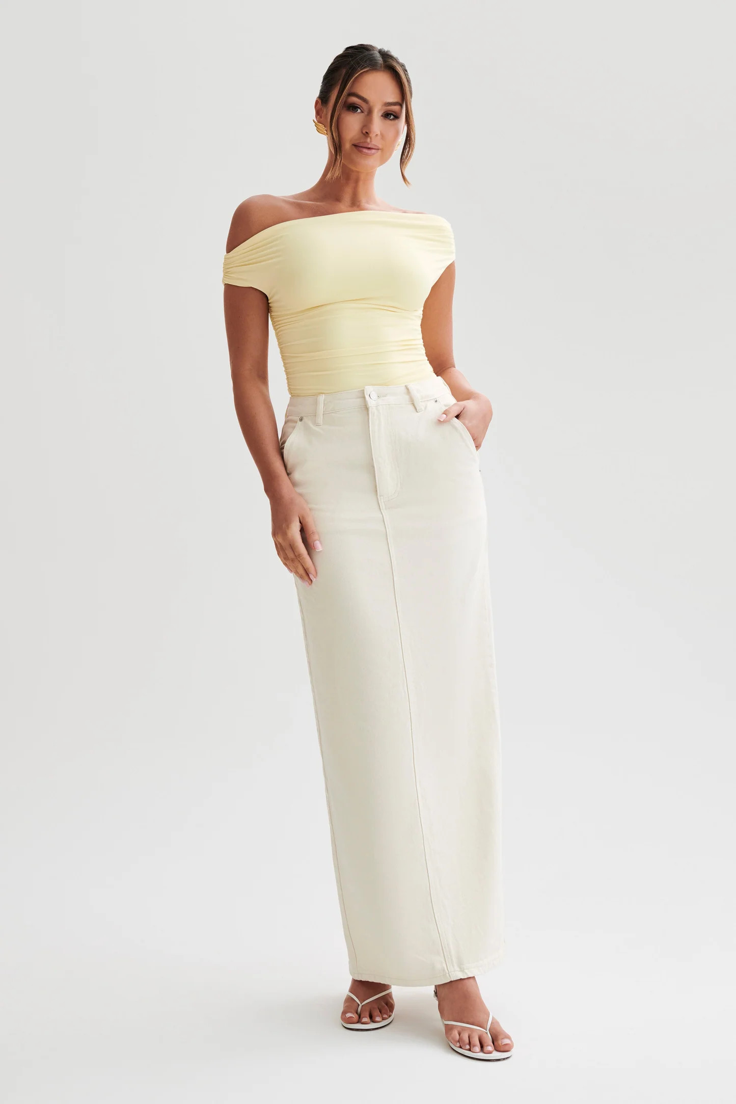 Recycled Nylon Ruched Top - Lemon | MESHKI US