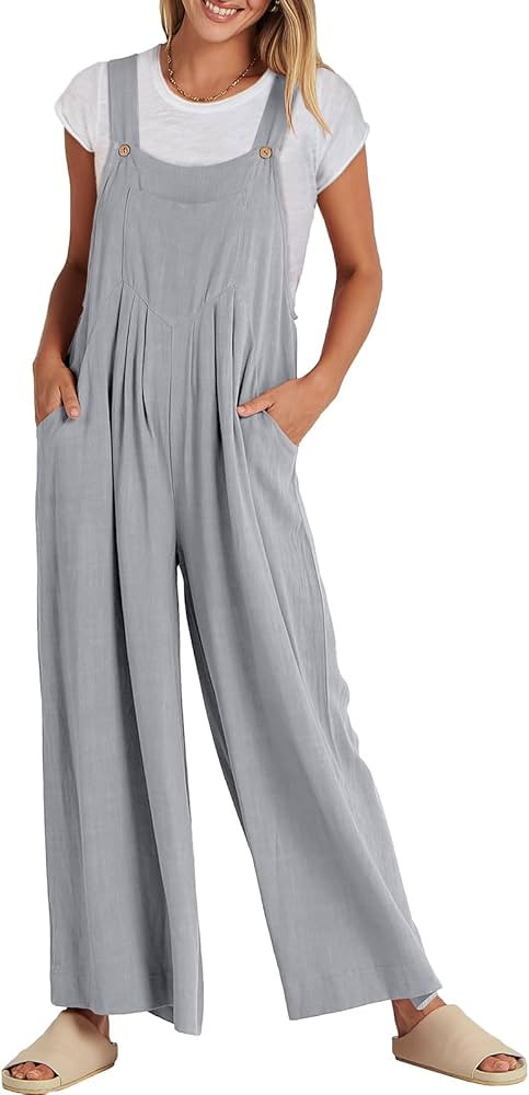 ANRABESS Women's Overalls Jumpsuit Casual Loose Sleeveless Adjustable Straps Bib Wide Leg Outfits... | Amazon (US)