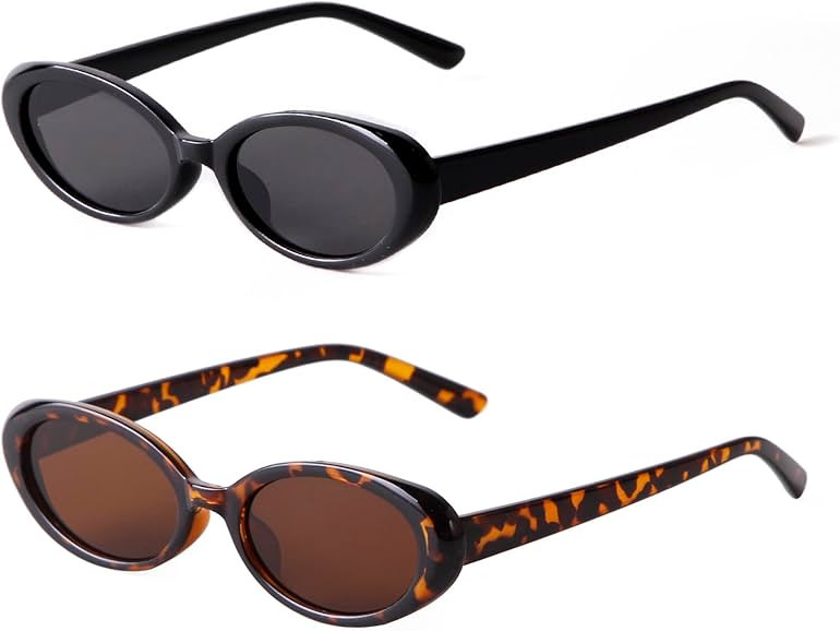 90s Sunglasses for Women Men Retro Small Oval Sunglasses | Amazon (US)