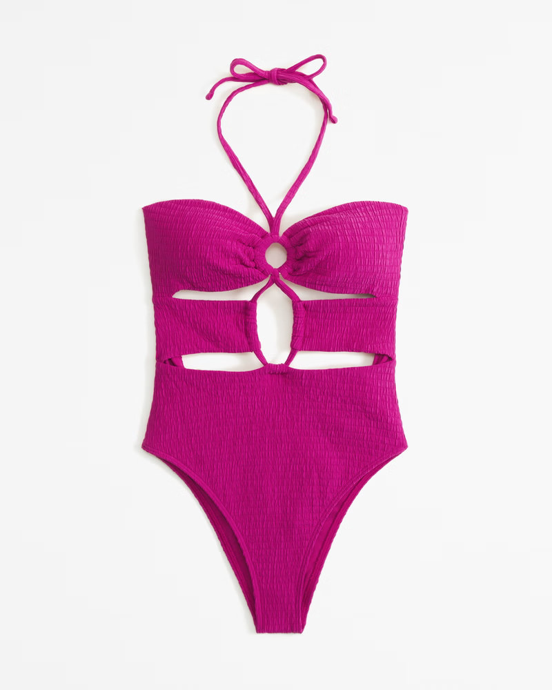 Halter O-Ring One-Piece Swimsuit | Abercrombie & Fitch (US)