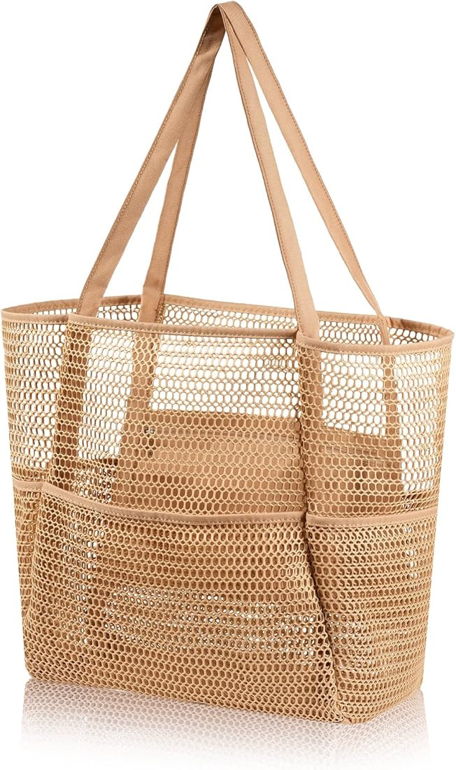 Mesh Beach Tote Bag Women, Extra Large Beach Bags, Pool Bag, Beach Shoulder Bag for Beach Shoppin... | Amazon (US)