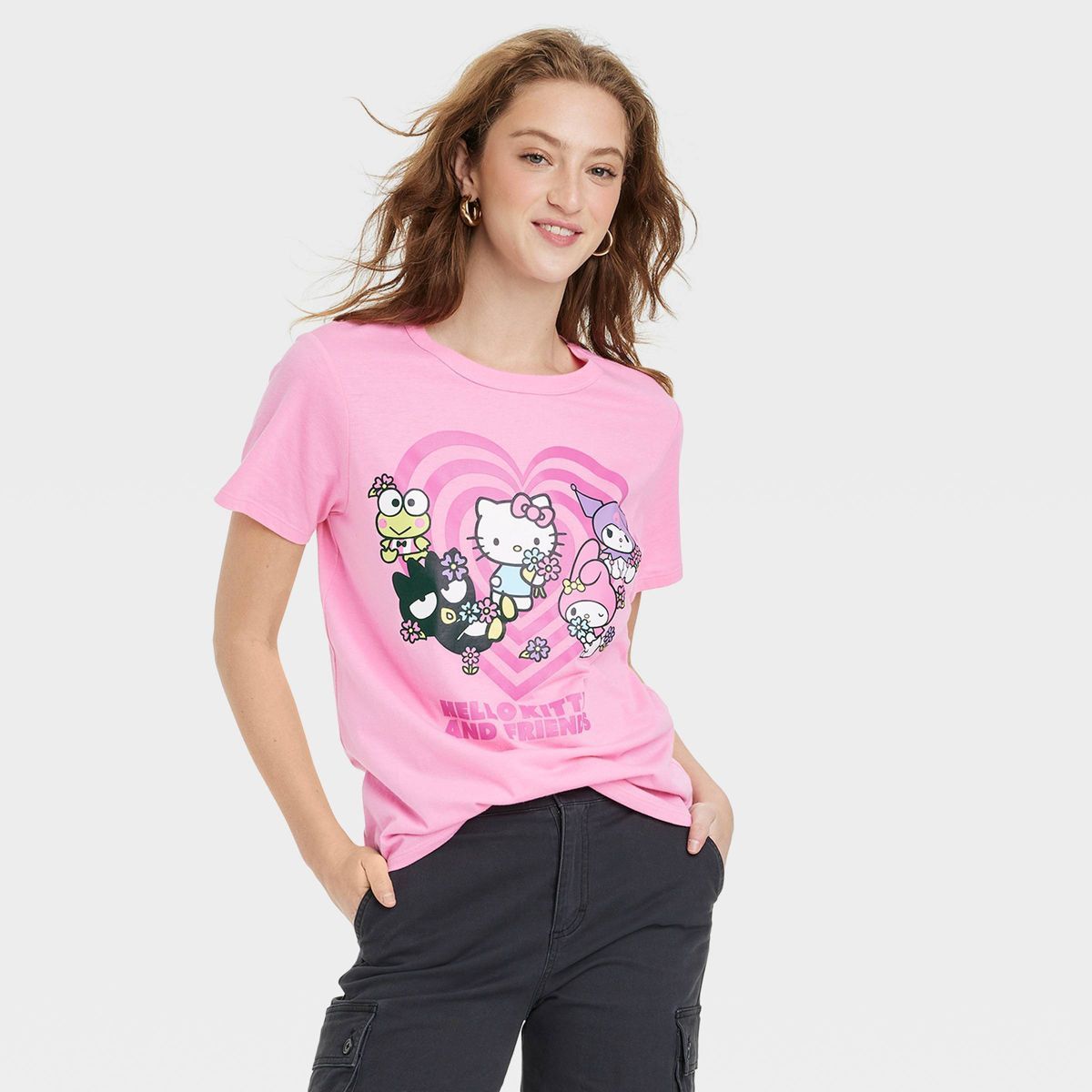Women's Hello Kitty and Friends Heart Short Sleeve Graphic T-Shirt - Pink | Target