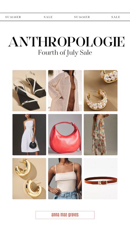Fourth of July sales are here - get an extra 50% off sale items & more at Anthropologie! Here are my fashion picks from the sale.

Handbags, crossbody purse, sandals, strappy heels, earrings, jewelry, white dress, summer dress, belts. 

#LTKStyleTip #LTKOver40 #LTKSummerSales