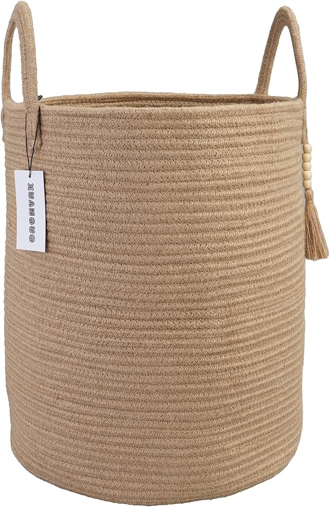 Rope Laundry Basket Laundry Hamper for Clothes Woven Storage Basket for Living Room Bedroom Boho ... | Amazon (US)