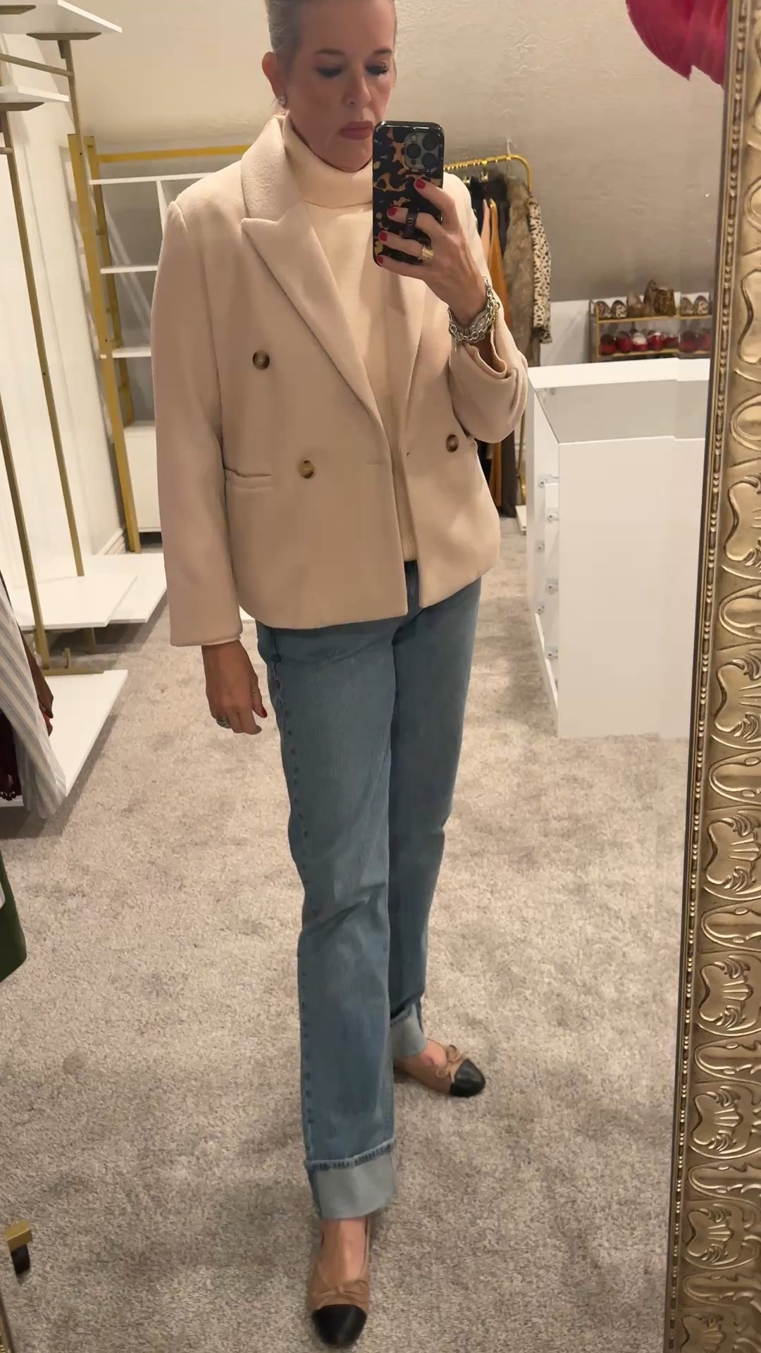 Fall outfit of the day 🍂🍁

Winter white  and denim

Amazon find, affordable but super lux double breasted coat, satin lined and high quality without the big price tag
Fits tts in a med

Ralph Lauren ribbed turtle neck 
Tts (vintage) 

Abercrombie & finch straight leg jeans with large cuff I sized up 1 size 

Cap toe ballet flats (loft) old -but found same ones at Jcrew factory 

Large manufactured  diamond earrings 

#LTKgrwm #LTKFindsUnder50 #LTKOver40