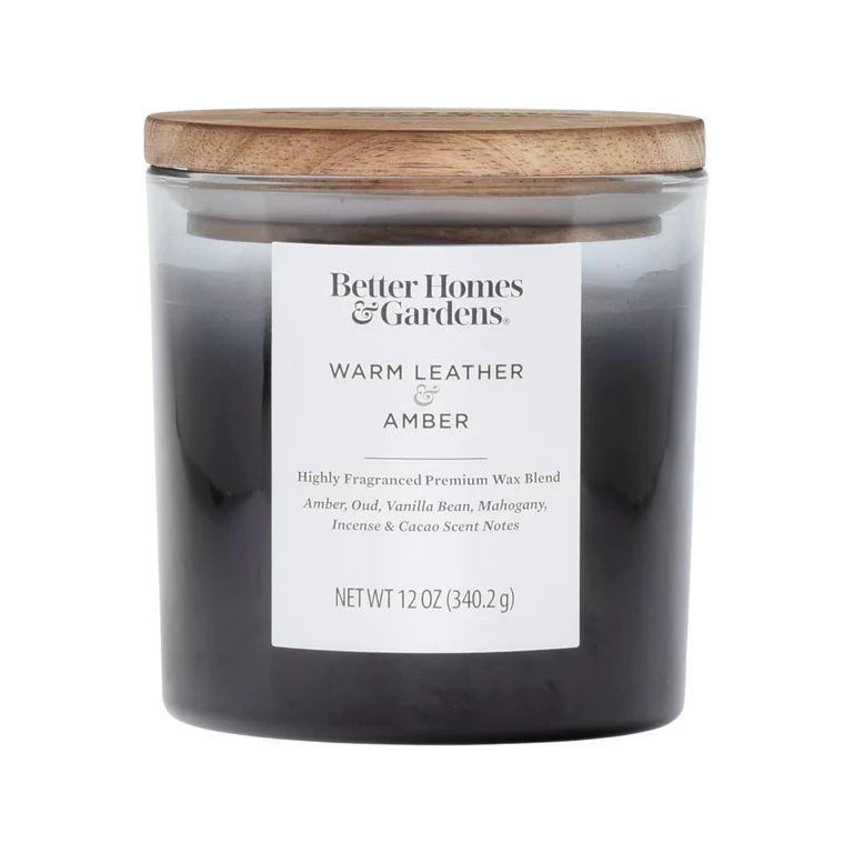 Better Homes & Gardens 12oz Warm Leather & Amber Scented 2-Wick Ombre Jar Candle | Walmart (US)