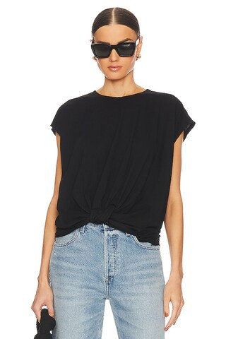 Bobi Crewneck Knot Tee in Black from Revolve.com | Revolve Clothing (Global)
