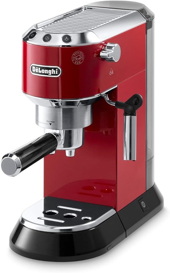Delonghi EC680R DEDICA 15-Bar Pump Espresso Machine, Red | Amazon (US)