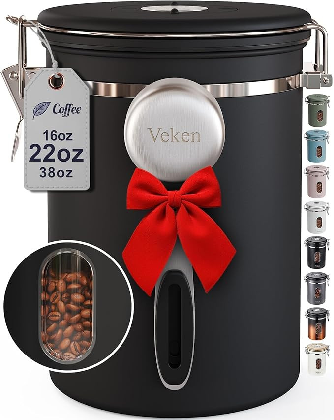 Veken Coffee Canister with Window,Airtight Stainless Steel Pantry Container,Home Kitchen Food Sto... | Amazon (US)