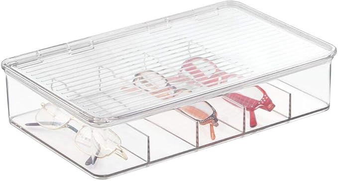 mDesign Plastic Rectangular Stackable Eye Glass Storage Organizer Holder Box for Sunglasses, Read... | Amazon (US)