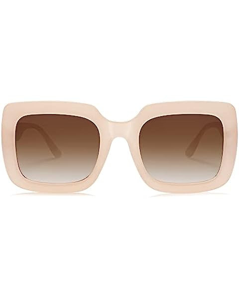 SOJOS Retro 90s Nude Rectangle Sunglasses For Women Trendy Chunky Glasses Pebble SJ2160 | Amazon (US)