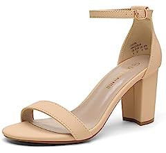 DREAM PAIRS Women's Chunk Low Heel Pump Sandals | Amazon (US)