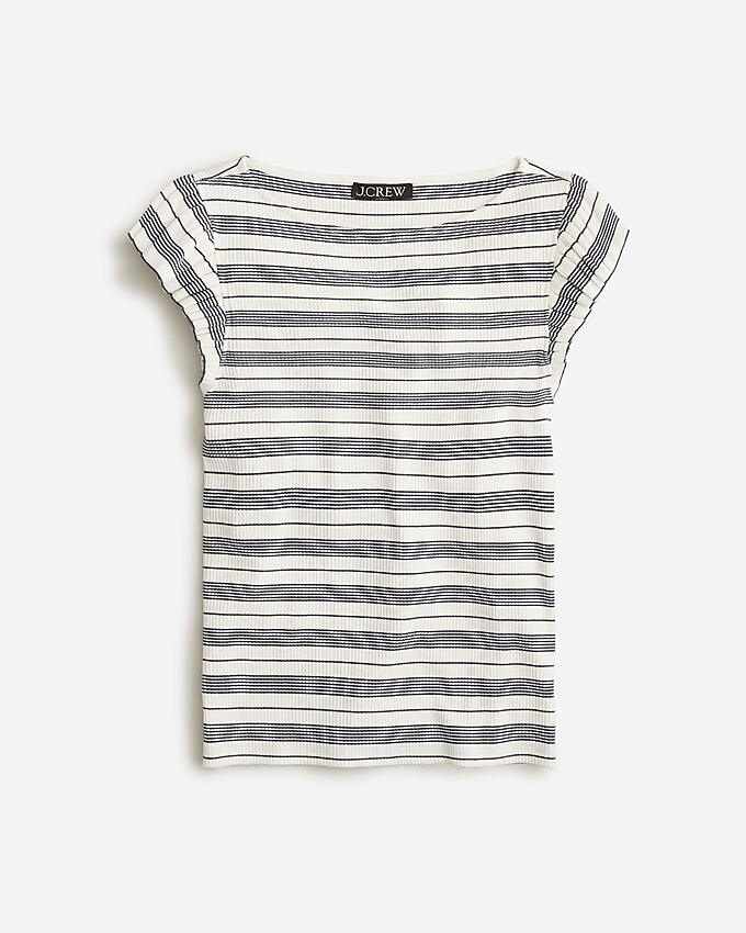Vintage rib ruffle boatneck tank top in stripe | J. Crew US