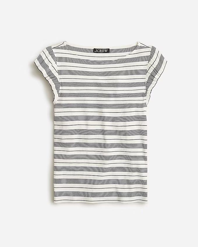 Vintage rib ruffle boatneck tank top in stripe | J. Crew US