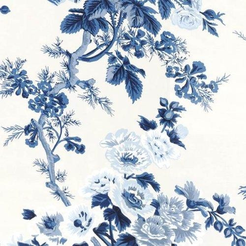 Schumacher Pyne Hollyhock Indigo Wallpaper | DecoratorsBest