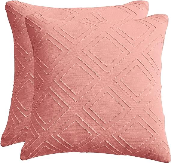 KARIN DREAMS Throw Pillow Covers Cotton 18"x18" Pillow Covers Pack of 2 Boho Decorative Diamond L... | Amazon (US)