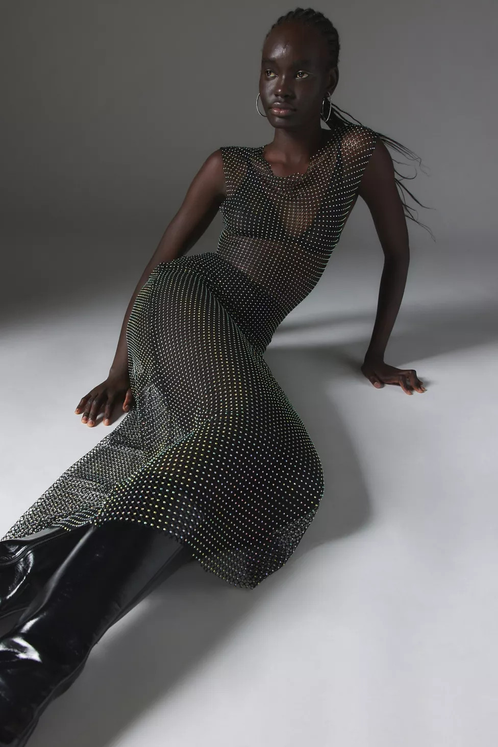 Silence + Noise Stephanie Sheer Fishnet Midi Dress | Urban Outfitters (US and RoW)