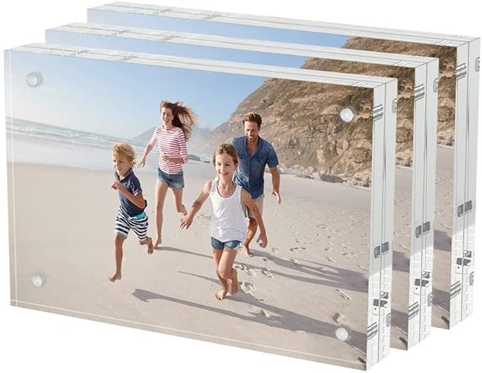 AITEE 4x6 Acrylic Picture Frames 3 Pack, 20% Thicker Block, Clear Picture Frames Freestanding Dou... | Amazon (US)