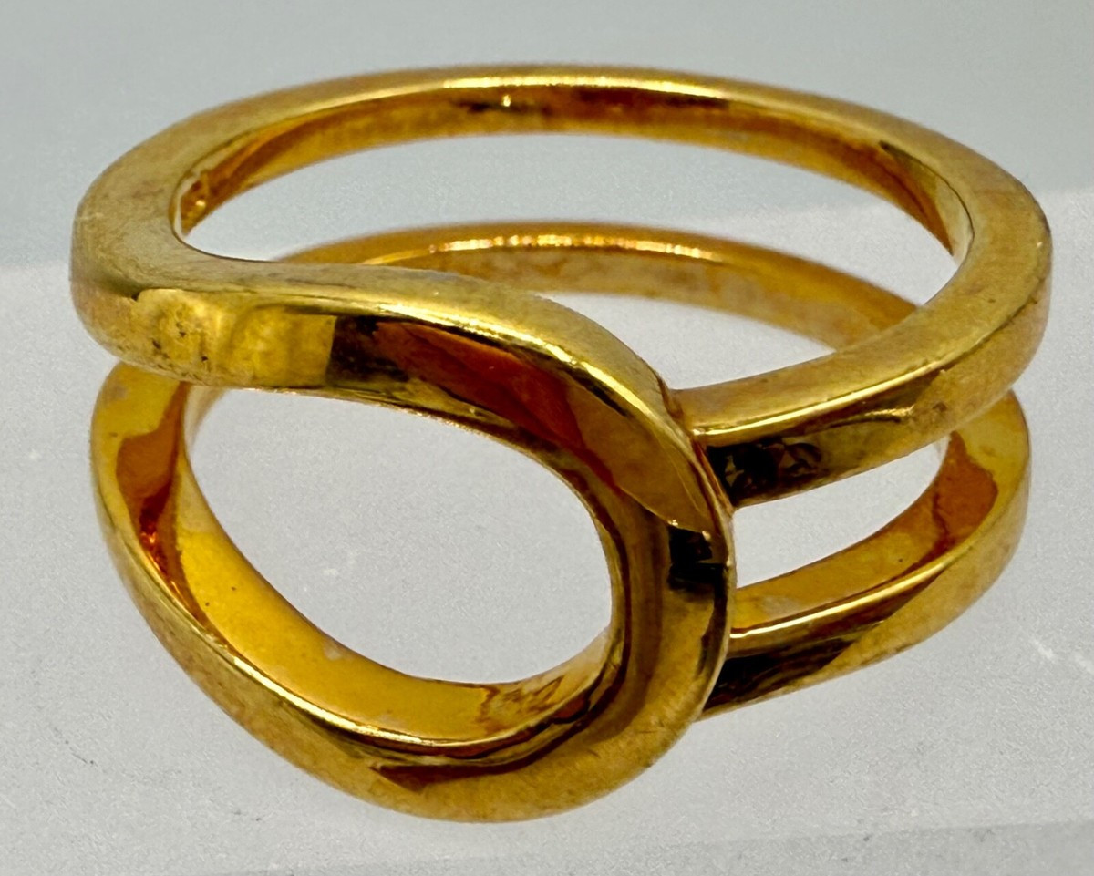 ESTATE GOLD PLATED LOOP RING MEN WOMEN UNISEX BAND RING SIZE 8 | eBay US