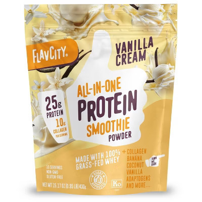 FlavCity Protein Smoothie Powder - 10 Servings - Vanilla Cream - 430gms | Target