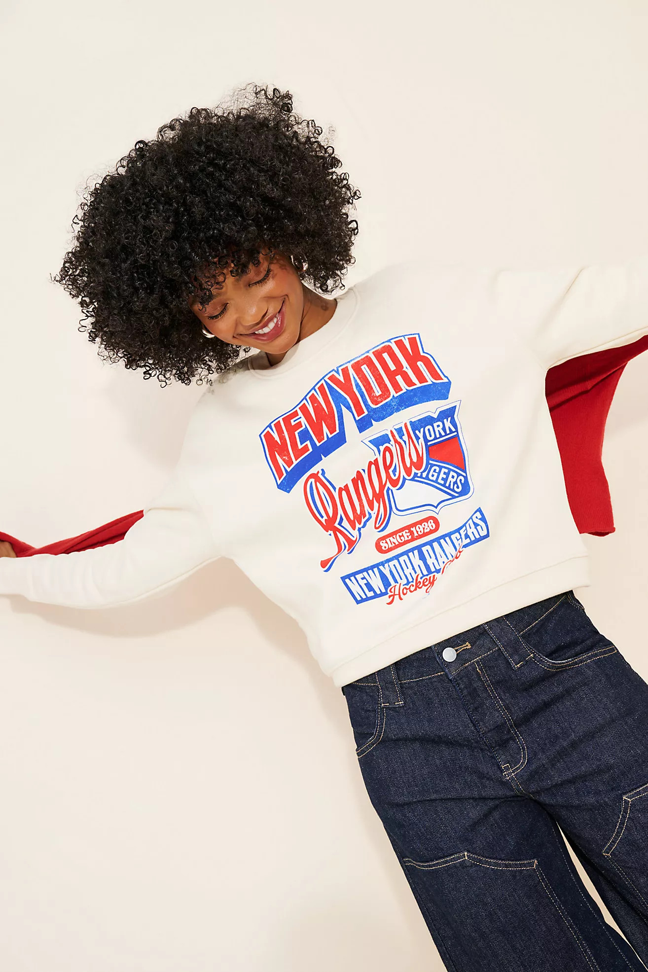 The Wild Collective Graphic Vintage Crew Neck Rangers Sweater | Free People (Global - UK&FR Excluded)