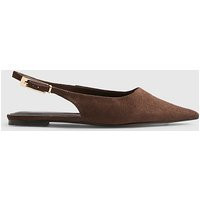 River Island Womens Brown Faux Suede Slingback Flat Shoes | River Island UK & IE