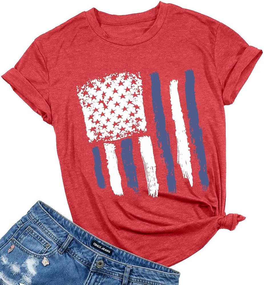 Patriotic Shirts for Women American Flag Shirt 4th of July Tshirt Graphic Tees Casual Short Sleev... | Amazon (US)