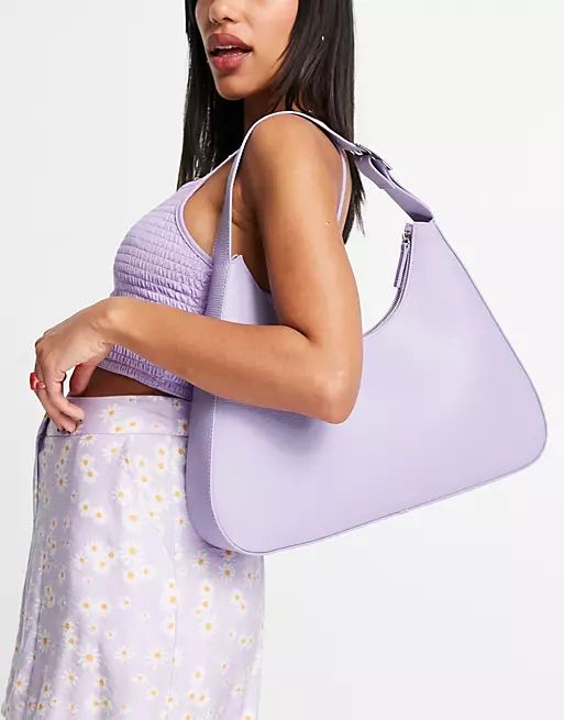 Monki Leona faux leather shoulder bag in lilac | ASOS (Global)