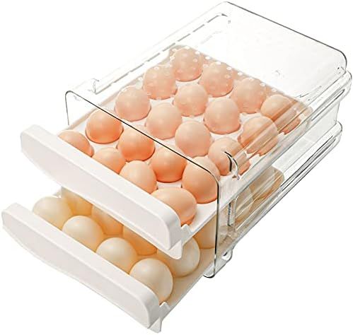 Egg Holder for Refrigerator 32 Grid Egg Basket Double Layer Egg Storage with Lids Multifunctional... | Amazon (US)