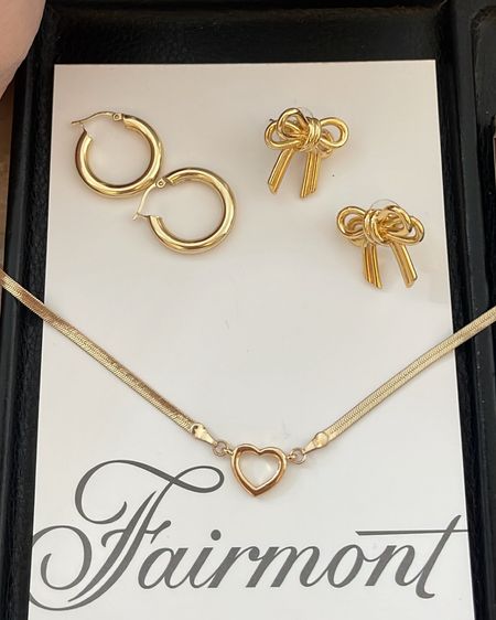 Some current affordable jewelry faves! - bow earrings - hoop earrings - gold necklace 1 heart necklace 

#LTKfindsunder100 #LTKfindsunder50 #LTKstyletip