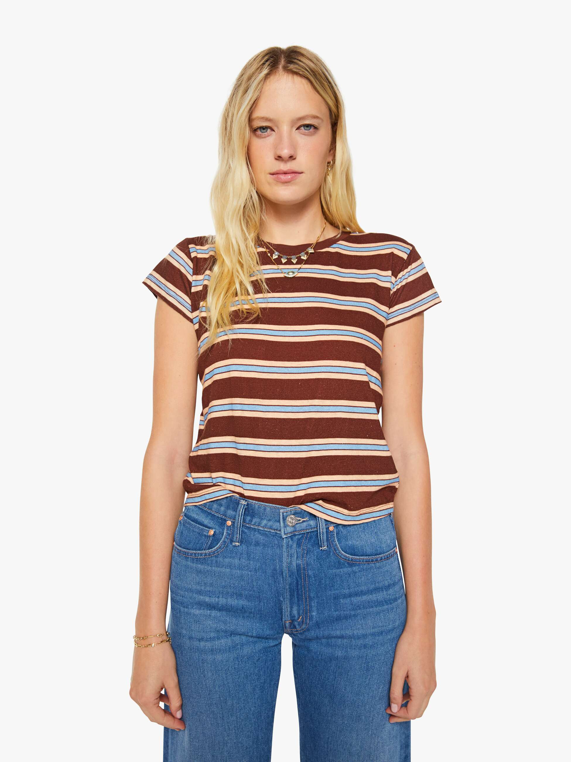 The Boxy Goodie Goodie - Jersey - Rum Rasin Stripe | Mother Denim