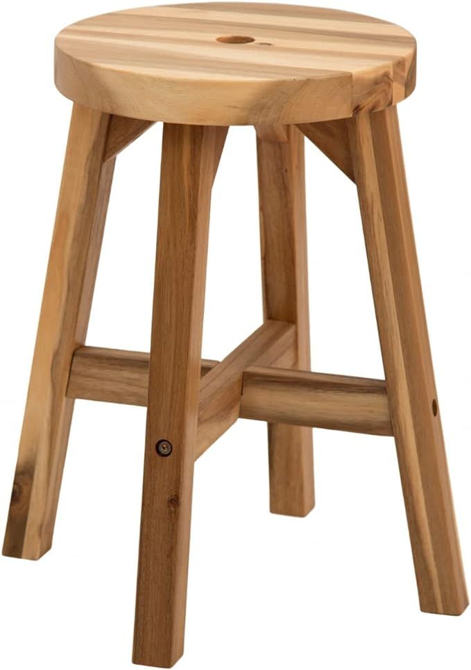 BEEFURNI Round Top Acacia Wood Seat Minimalist Loft Rustic Solid Wooden Home Décor Stylish Minim... | Amazon (US)