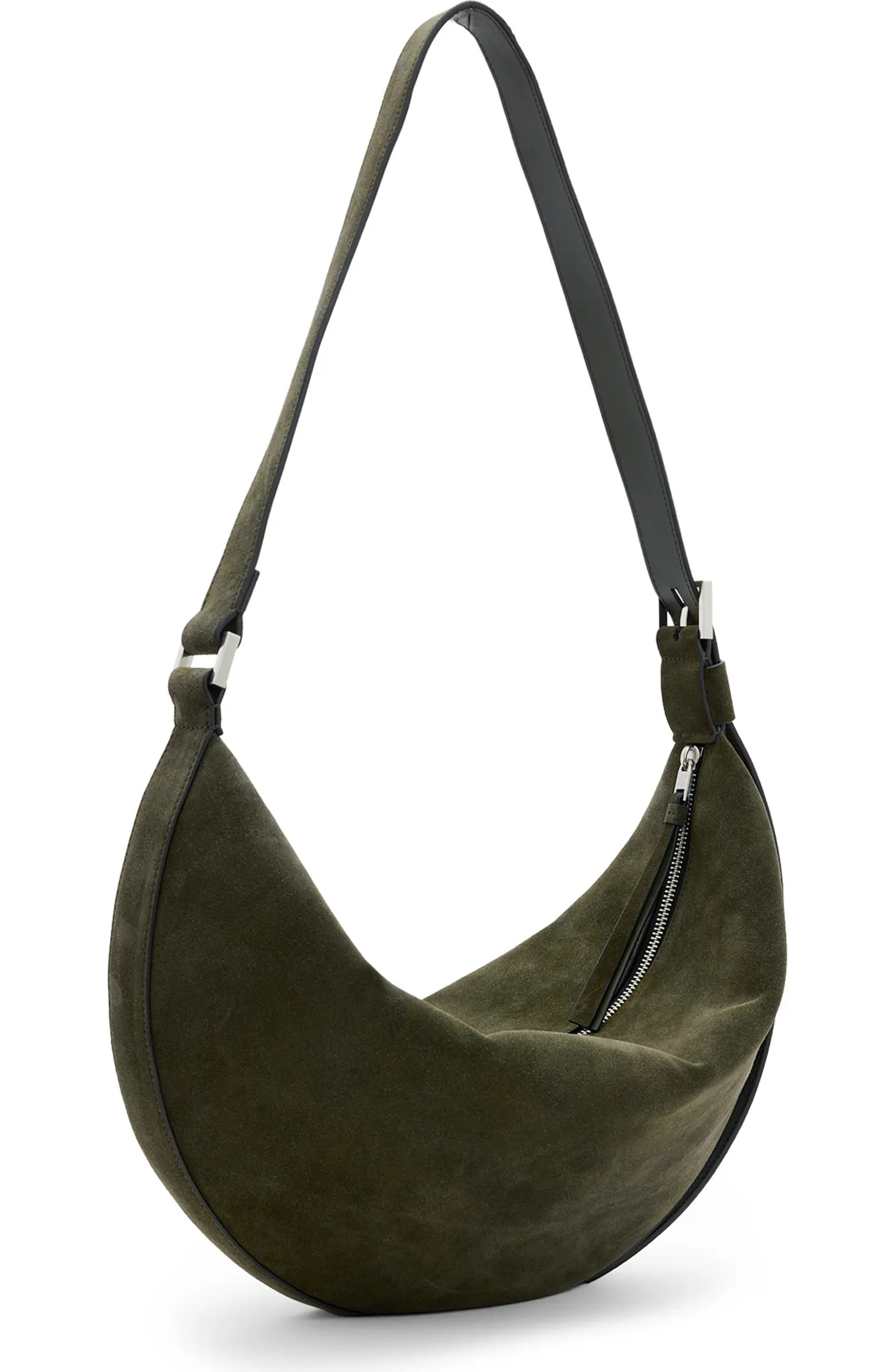 AllSaints Half Moon Suede Shoulder Bag | Nordstrom | Nordstrom