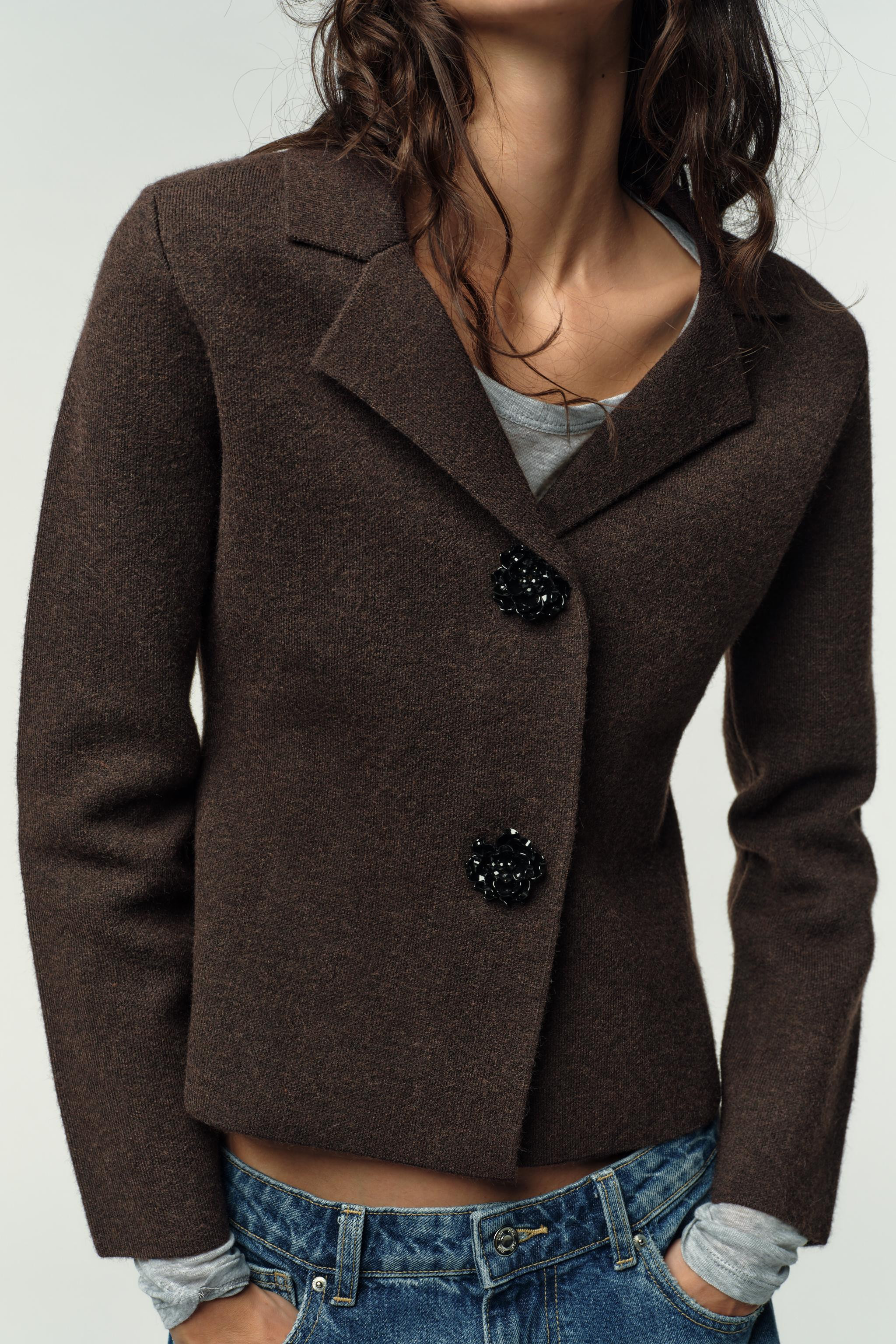 KNIT BLAZER WITH RHINESTONE BUTTONS | Zara US