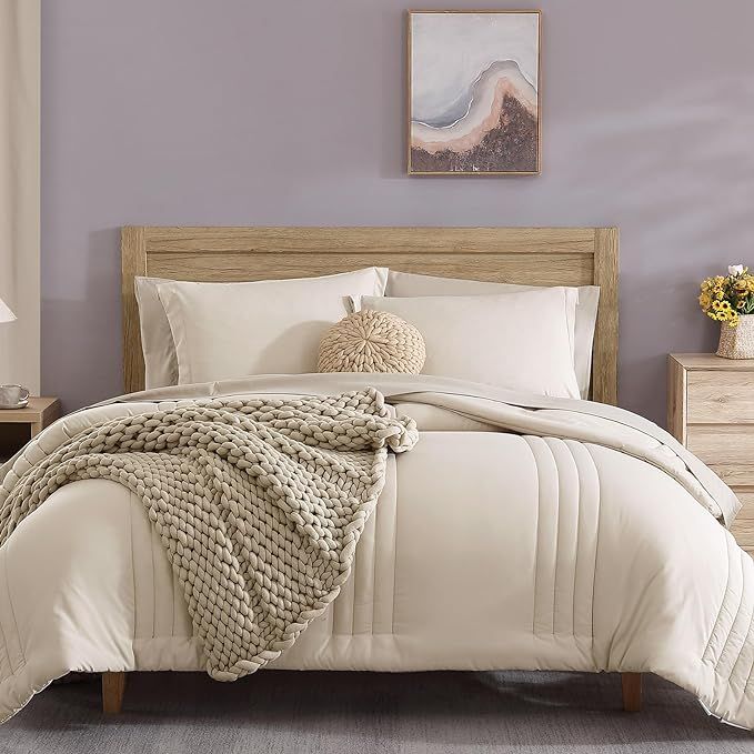 Monbix Queen Comforter Sets,Queen Bedding Set 7 Pieces, All Seasons Comforters,Fluffy Bed Set War... | Amazon (US)