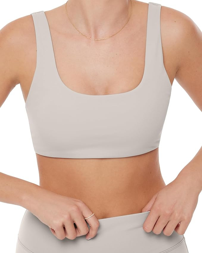 PAVOI ACTIVE Yoga Sports Bras for Women | High Support Low Scoop Neck Low Impact Gym Bra with Rem... | Amazon (US)