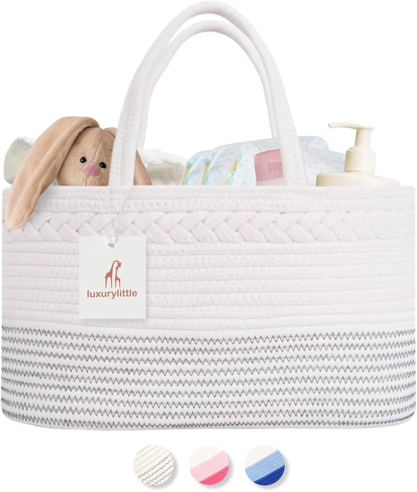 luxury little Diaper Caddy Organizer, Extra Large Cotton Rope Nursery Basket, Changing Table Orga... | Amazon (US)