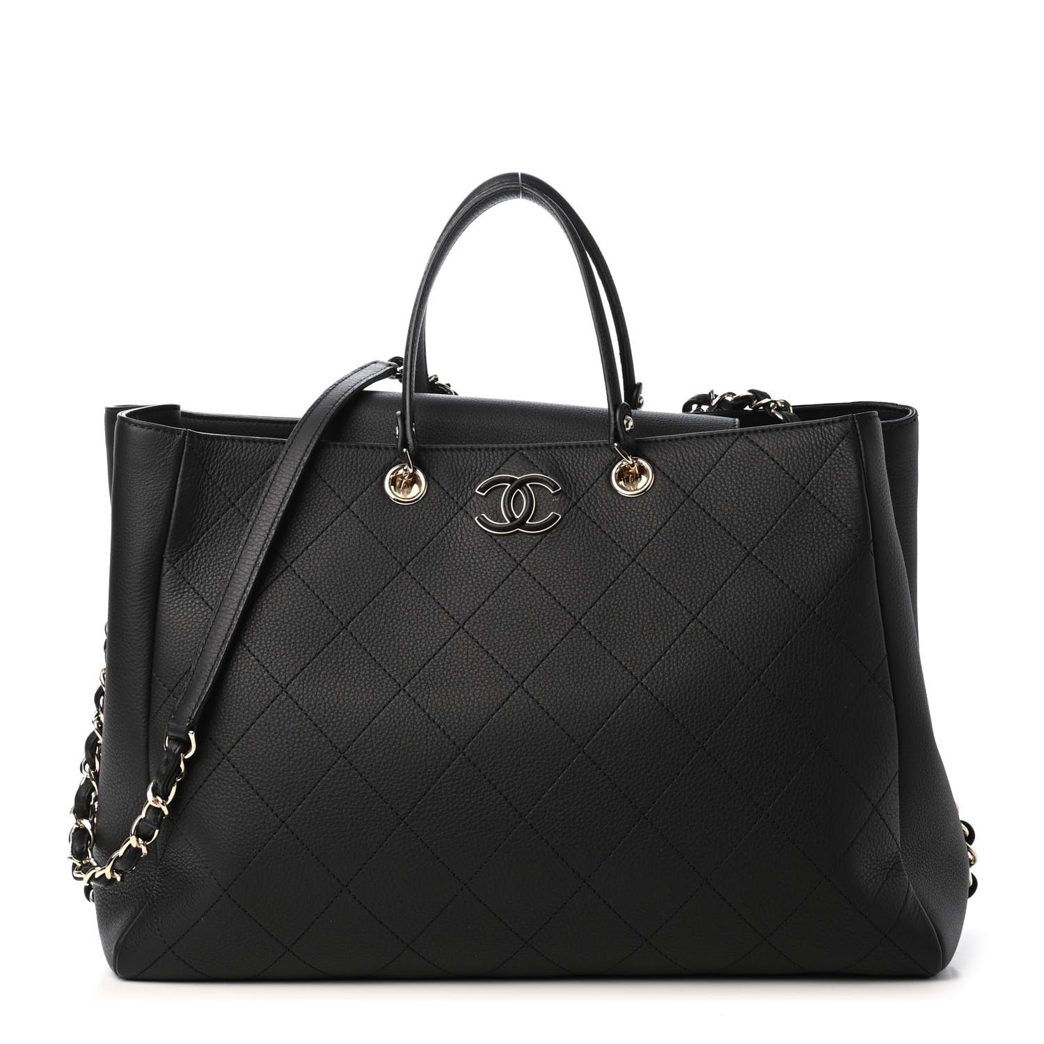 CHANEL Bullskin Stitched Large Shopping Bag Black | FASHIONPHILE | Fashionphile