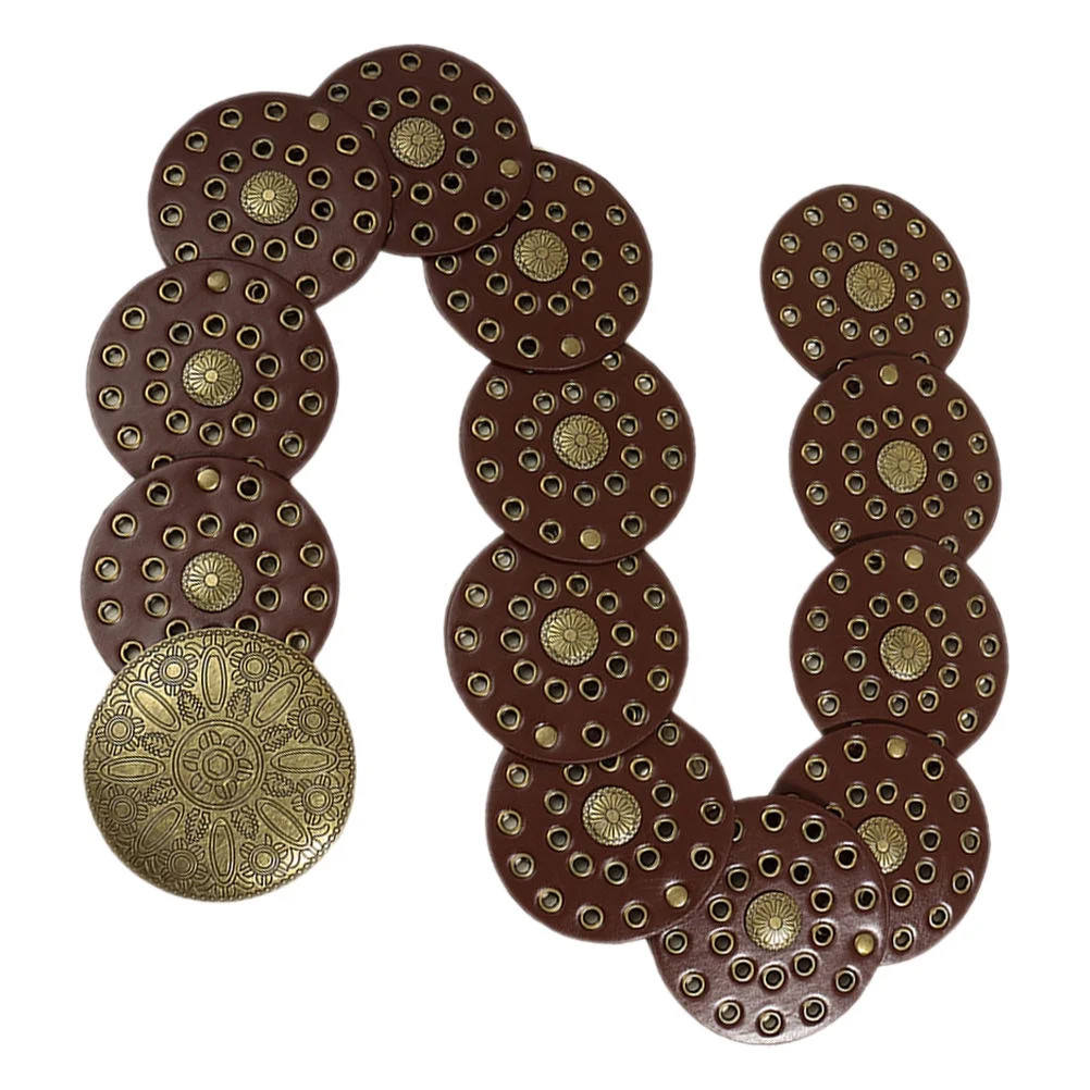 WEUVEB Hollow Disc Belt Western Style Exaggerated Cowboy Wide Brown Metal Pu Waist Accentuation 1... | Walmart (US)