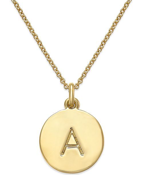 12k Gold-Plated Initials Pendant Necklace, 17" + 3" Extender | Macys (US)