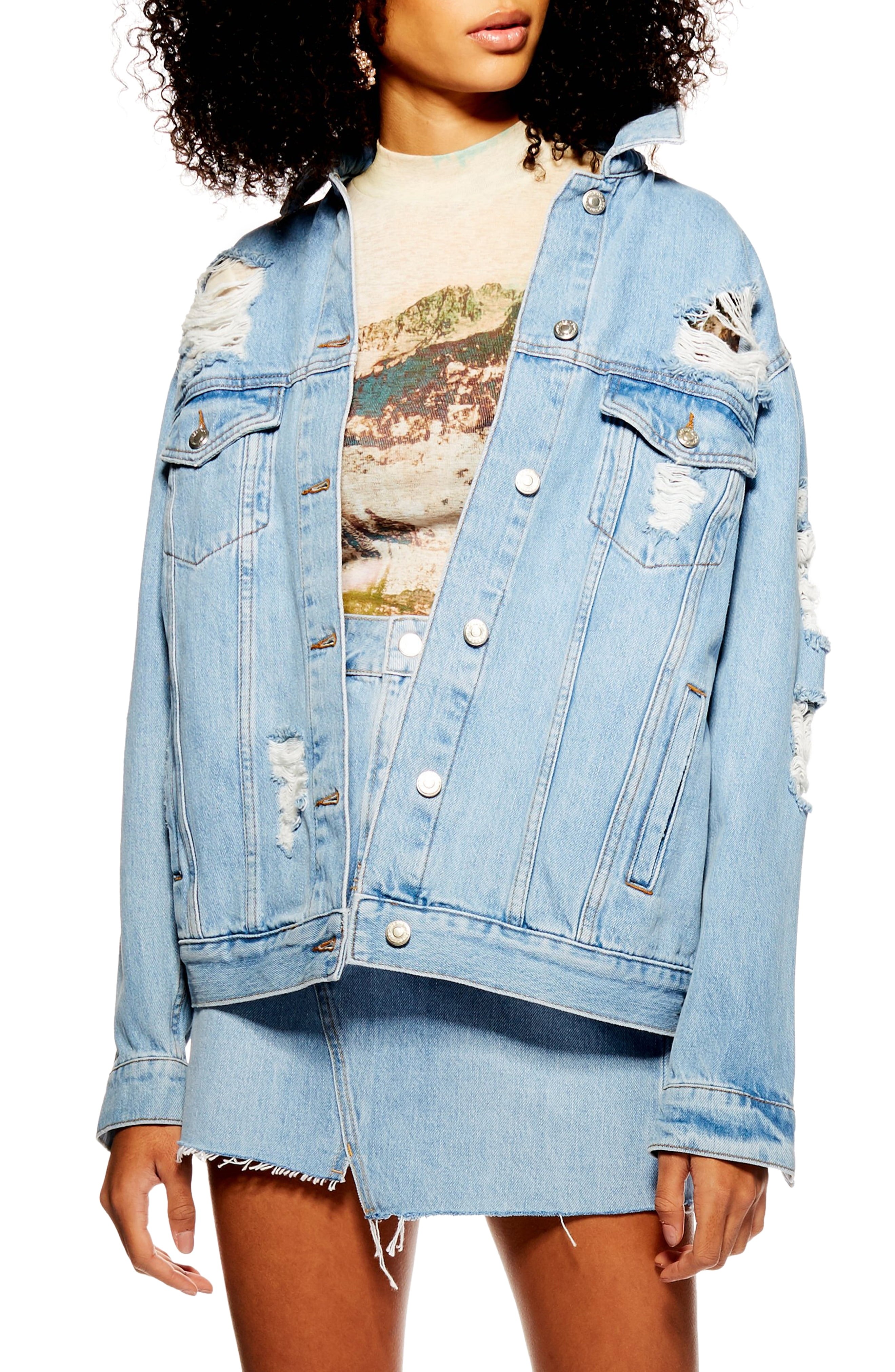 Topshop Ripped Denim Jacket | Nordstrom