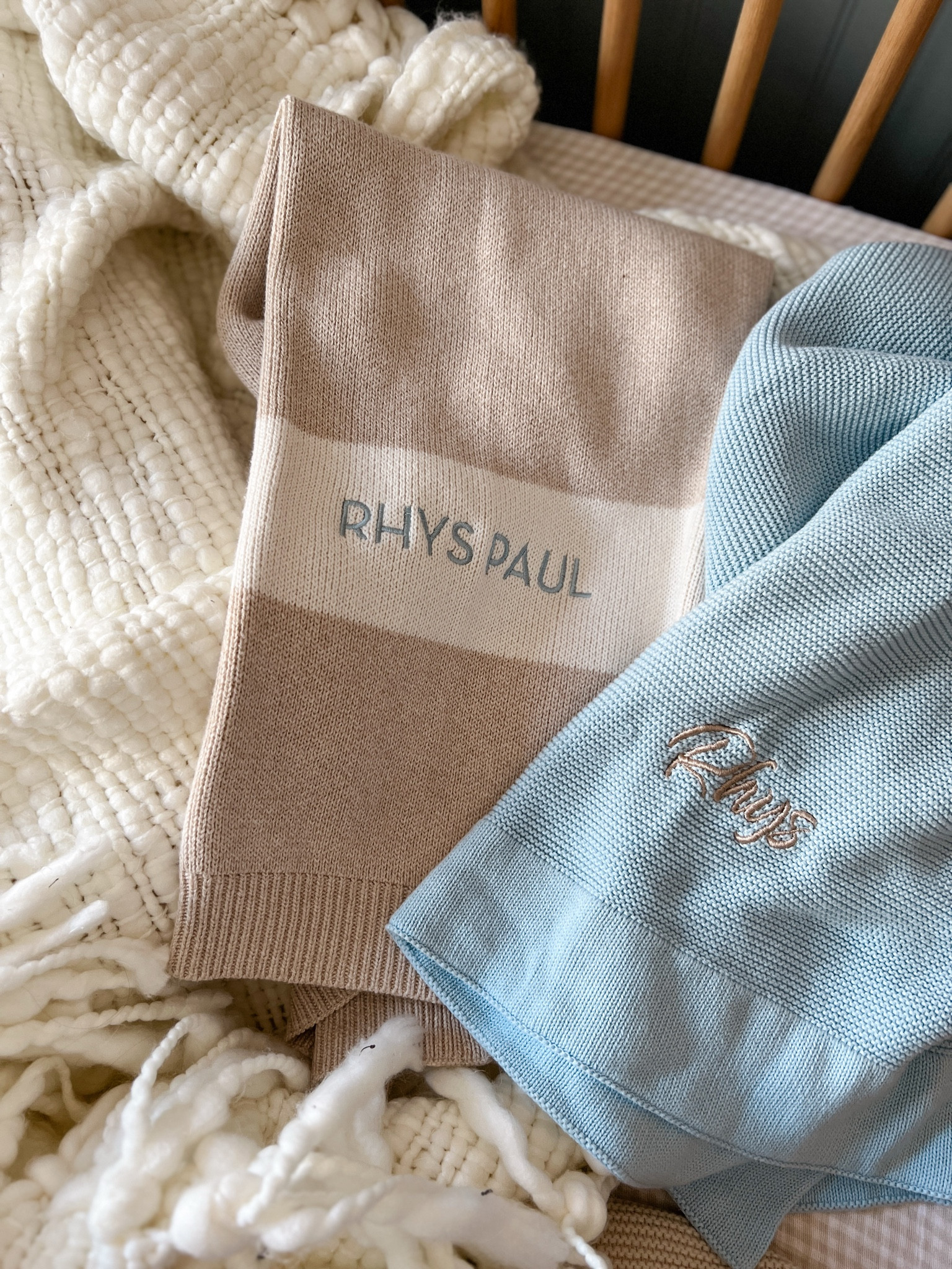 Embroidered baby name blankets 🤍

#LTKBaby #LTKHome