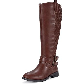 Women's Knee High Riding Boots with Buckle and Inside Zipper | Amazon (US)