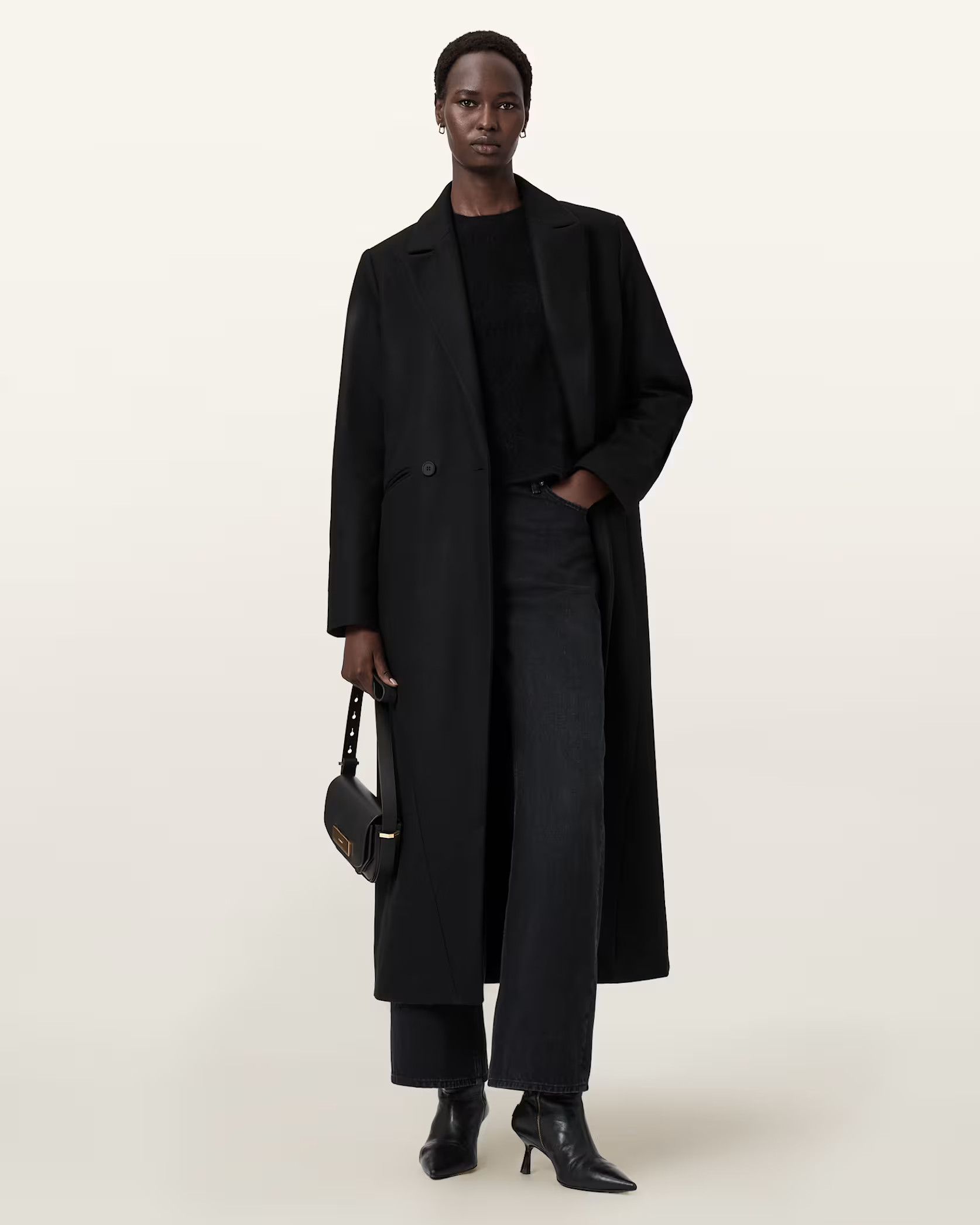 Nellie Double Breasted Coat Black | ALLSAINTS | AllSaints UK