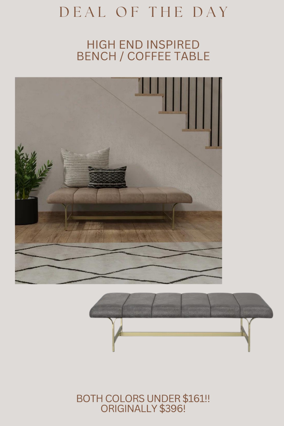 Okay wowww I cannot believe this deal / this price!!! Wide enough to be used as a coffee table or a bench 😍😍 over 60% off right now & amazing reviews!!!

#LTKSaleAlert #LTKStyleTip #LTKHome
