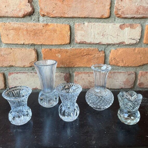 Collection of Cut Glass Bud Vases  Set of 5 Small Clear Glass | Etsy | Etsy (US)