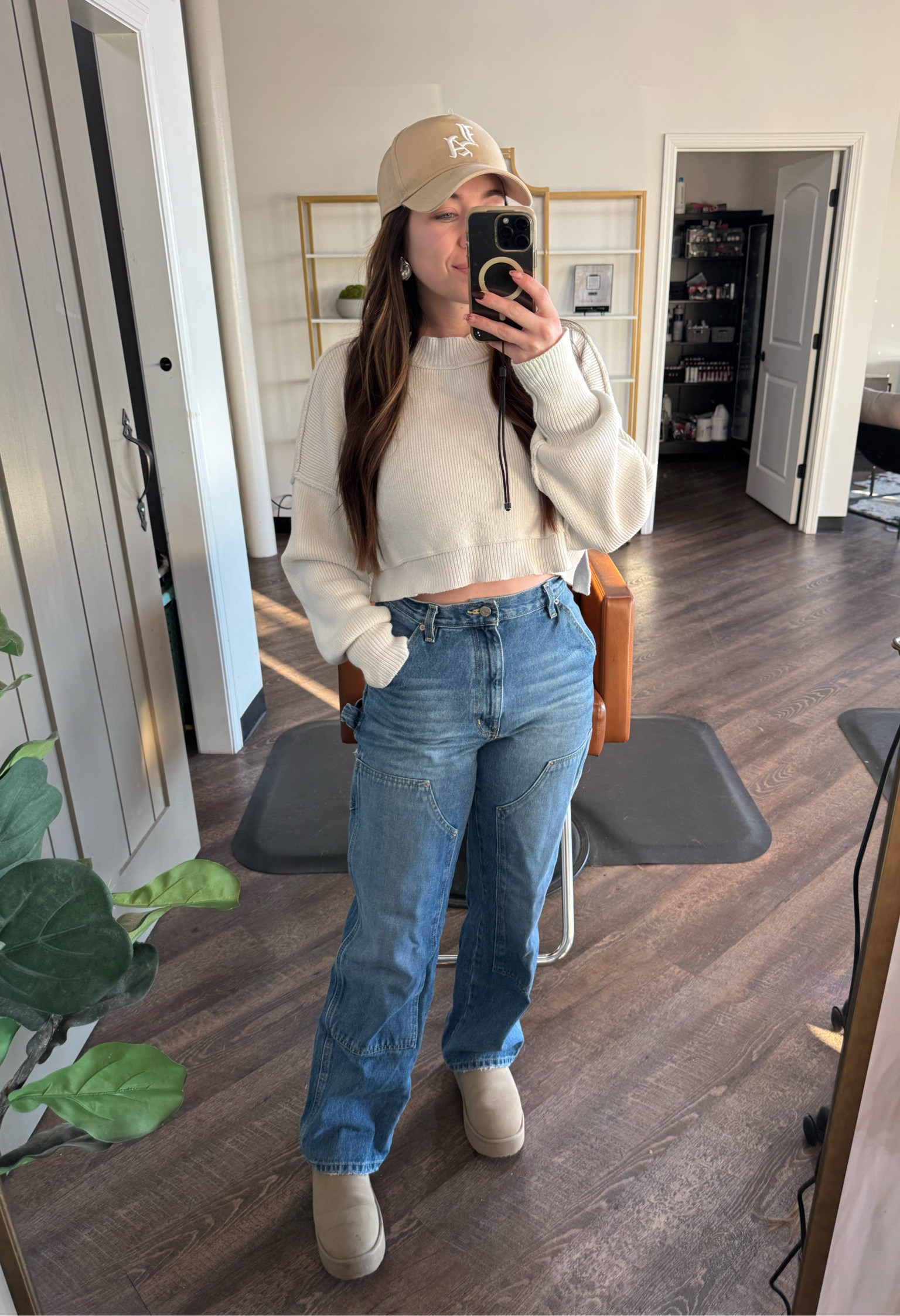 Carpenter jeans | casual winter outfit | hairstylist outfits | hat outfits | urban outfitters 

#LTKWorkwear #LTKStyleTip #LTKShoeCrush