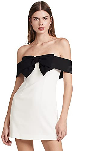 Self Portrait Women's Off Shoulder Bow Dress, Monochrome, White, 0 | Amazon (US)