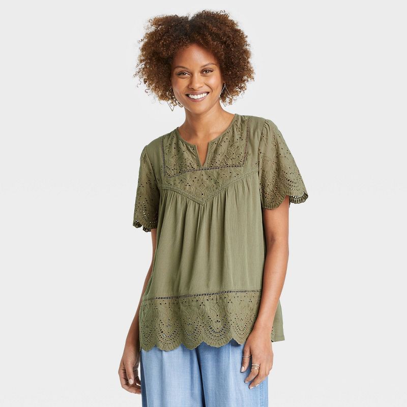 Women's Short Sleeve Eyelet Shirt - Knox Rose™ | Target