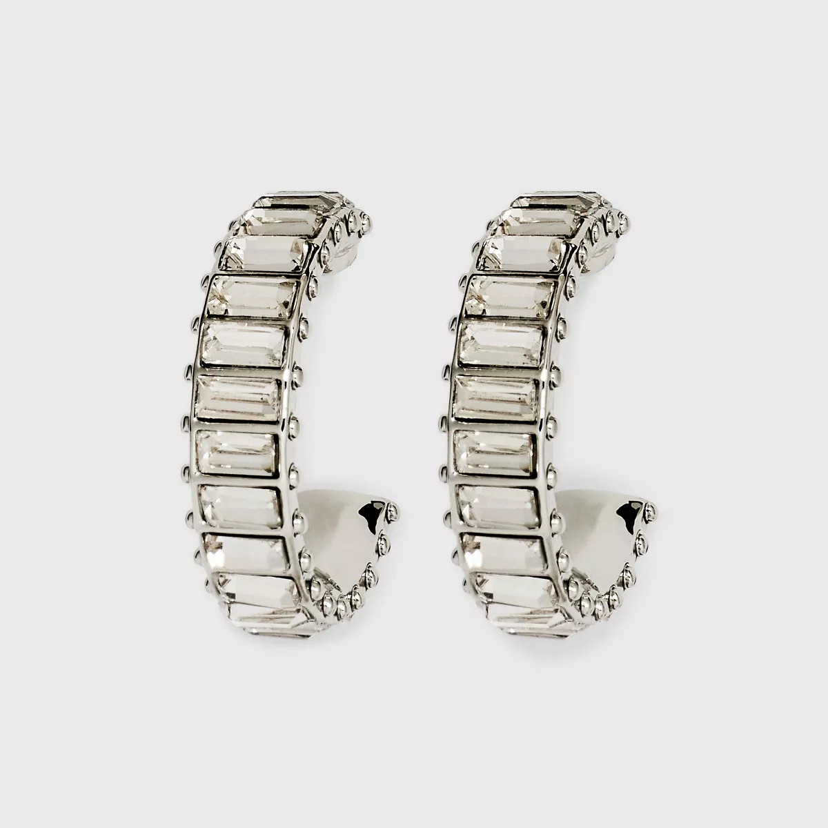 Crystal Stone Hoop Earrings - A New Day™ Silver | Target